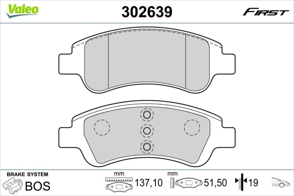 Jogo de 4 pastilhas de travão VALEO ref. 302639